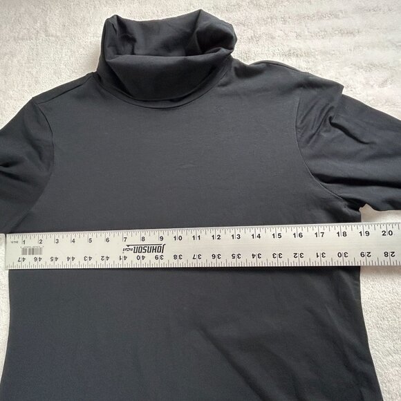Sundance Womens Black Turtleneck Long Sleeve Lace Hem Top PL Stretch Casual New - Picture 6 of 7